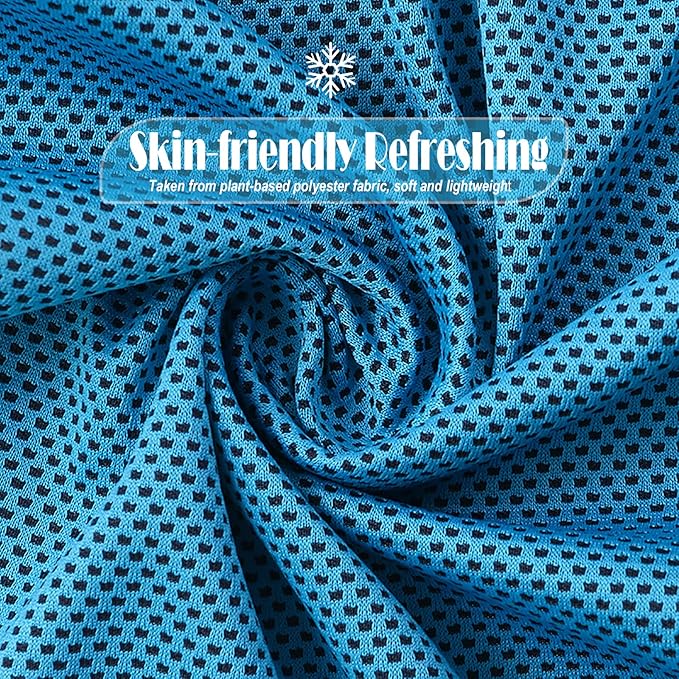 10 Pack Cooling Towels Bulk Microfiber Ice Towel Quick Dry Breathable Chilly Sweat Towel Stay Cool Towel for Neck Face Yoga Gym Workout Running Pilates Beach with Carabin Bag, 40x12'', Blue