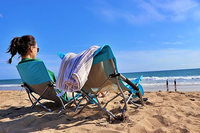 Nice C Low Beach Camping Folding Chair, Ultralight Backpacking Chair with Cup Holder & Carry Bag Compact & Heavy Duty Outdoor, Camping, BBQ, Beach, Travel, Picnic, Festival (Set of 1 Blue)