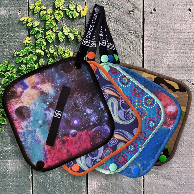 Pee Cloth:Silver Infused Pee rag for Women who Pee Outdoors, Reusable Absorbent Wipes, Eco alt. to Toilet Paper, Female Urination Solution for Camping, Hiking (2pc Combi- Black+Blue Galaxy)