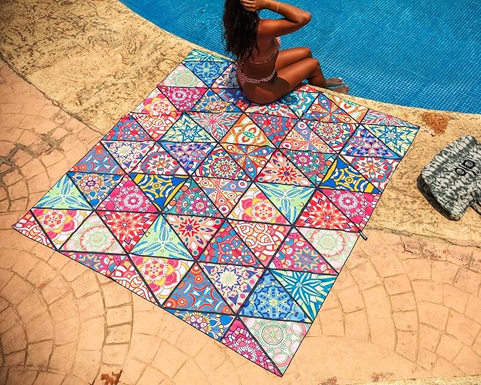 Elite Trend Microfiber Beach Towel - XXL 72x72 Inch Sand Free Quick Dry Towel for Travel, Swimming, Pool, Yoga, Hiking, Camping – Lightweight Fast Drying Microfiber Towel Compact for Adults