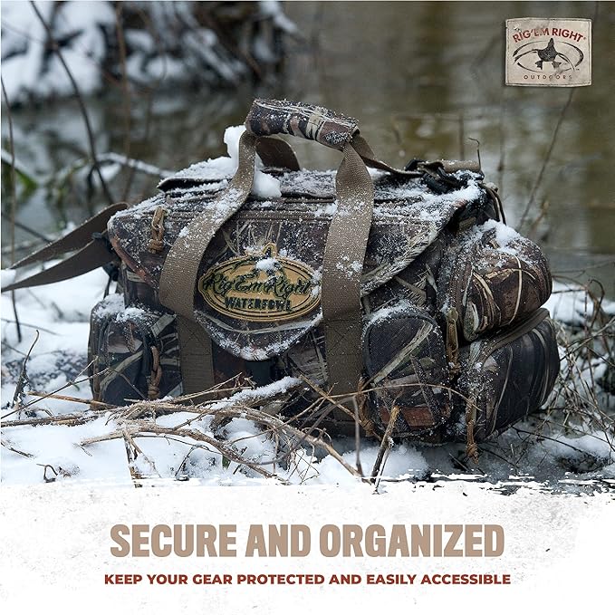 Rig'Em Right Waterfowl Standard Shell Shocker Duck Hunting Blind Bag with Sunglasses Case, Drink Holder, Ammo Compartment and More