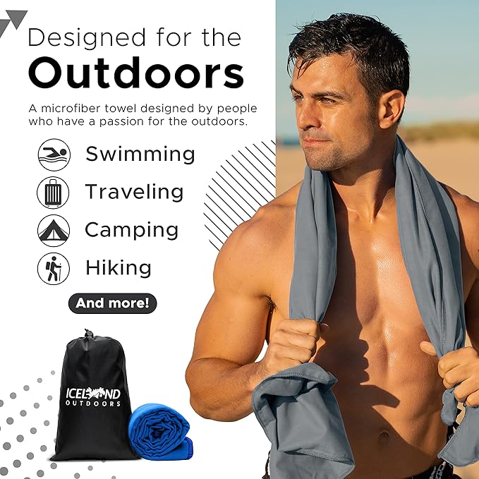 Travel Towel Fast Drying Lightweight - Microfiber Quick Dry For Beach Gym Swim Camping Towels Camp Sports Compact Backpacking Hiking Fast Drying 2 Pack Full Size For Body and Hand Purple