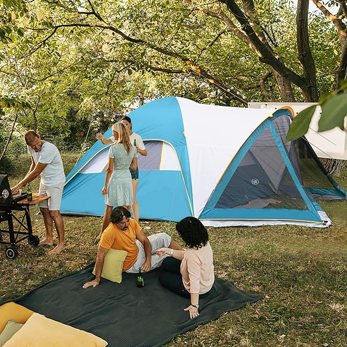 UNP Camping Tent with Screen Room, Portable 6 Person Camping Tent with Screen Porch, Family Dome Tent for Camping Outdoor - 14'x11'x72''(H)