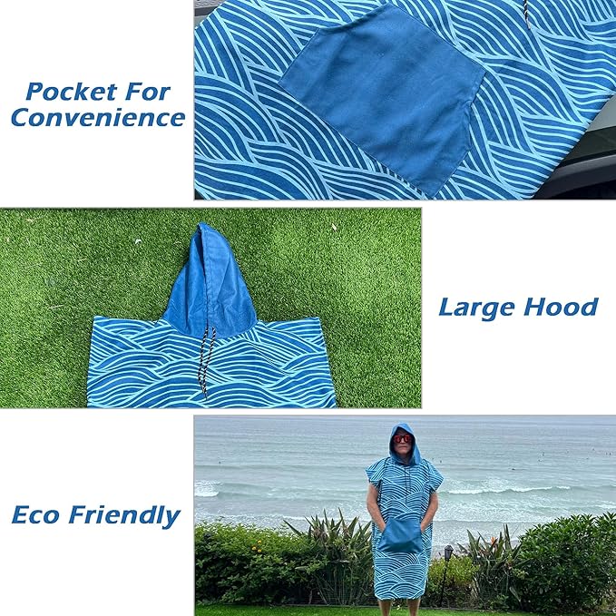 Malo'o Nalu Surf Poncho Changing Robe with Hood - Soft & Warm -Children & Adult Sizes-Changing Towel & Poncho