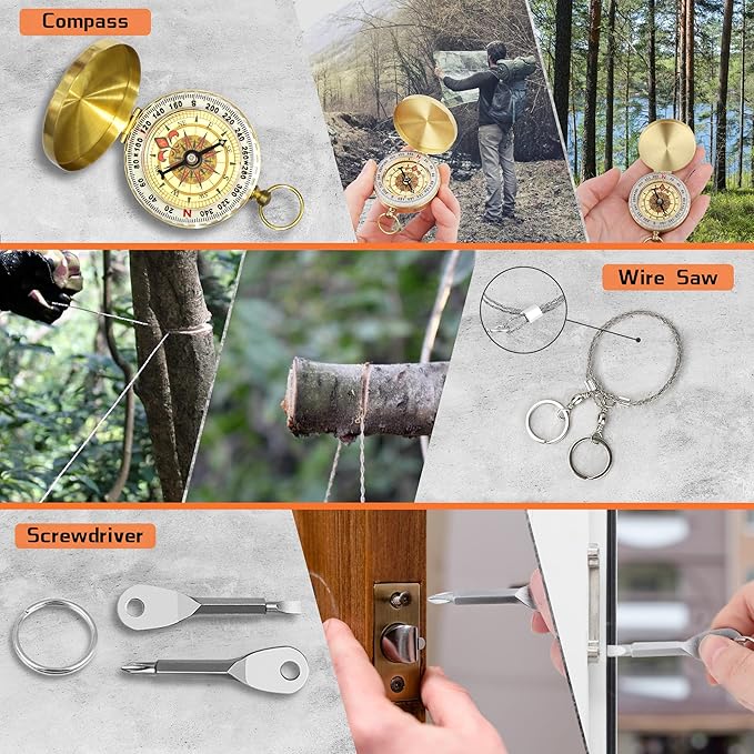 35 in 1 Survival Kit, Gifts for Dad Men Husband, Powerful Survival Gear and Equipment, Birthday Gifts for Him Teen Boy Boyfriend, Upgraded Cool Gadgets for Camping, Hiking, Hunting, Fishing