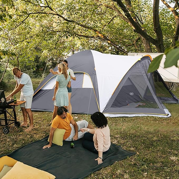 UNP Camping Tent with Screen Room, Portable 6 Person Camping Tent with Screen Porch, Family Dome Tent for Camping Outdoor - 14'x11'x72''(H)