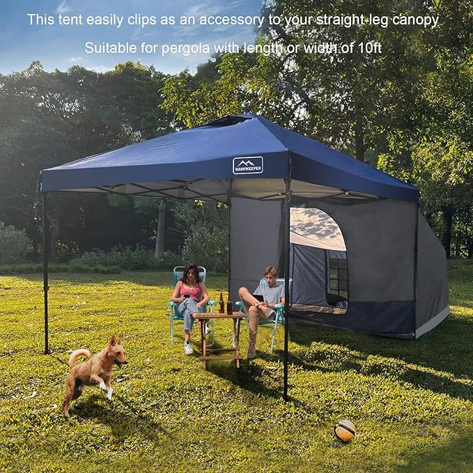 KAMPKEEPER Side Tent,Camping Tent for 10' x 10' Pop Up Canopy, Easy Set Up Gazebo,Compatible with 10' Wide Canopy Tents(Grey)