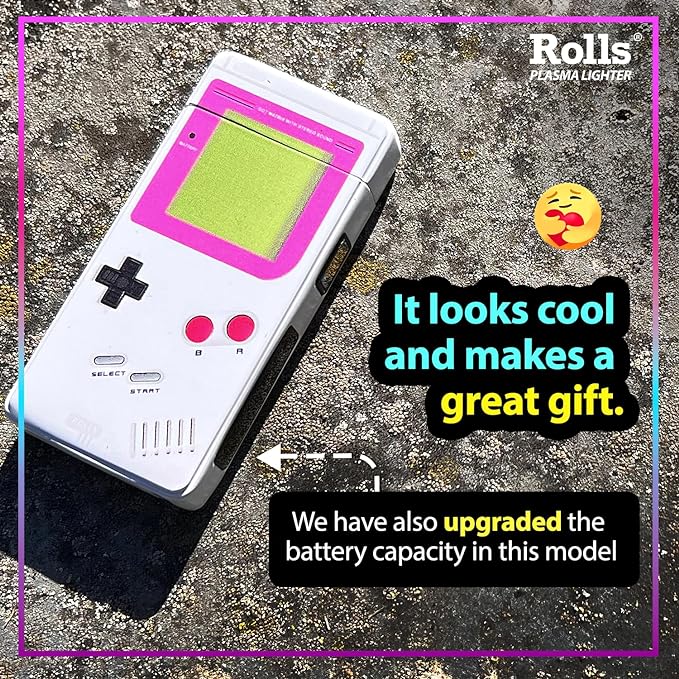 Rolls Electric Lighter - USB Rechargeable Cool Lighters - Retro Gamer Gifts for Women - Windproof Electronic Arc Lighter - Candle Lighter - Custom Unique Gadgets - by Rolls Plasma Lighter (Pink)