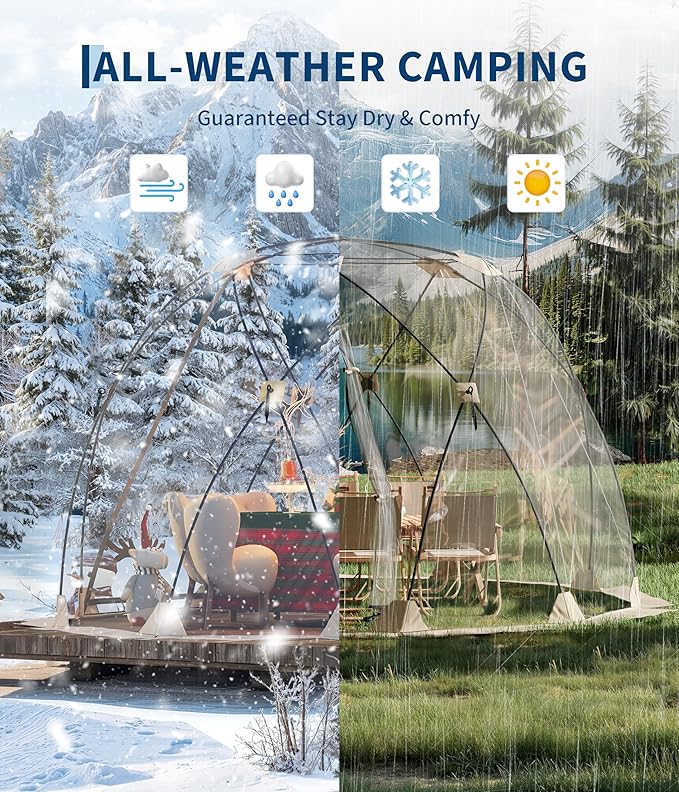 10x10 Ft Outdoor All Weather Pop Up Tent, 6-8 Person Instant Tent Shelter, Rainproof Camping Sun Shelter Coldproof & Windproof for Patio, Backyard, Deck, Sports Events