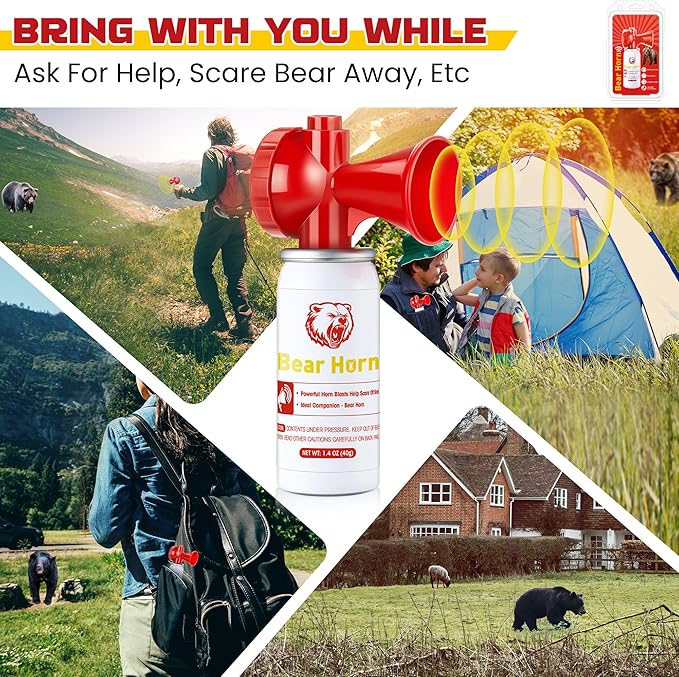 1 Pack Bear Horn to Scare Bears 1.4oz, Very Loud 120dB Bear Air Horns for Safety for Hiking, Heard Up to 1/2 Mile Away, Bear Spray Self Defense, Blow Horn to Scare Wild Animals, Bear Alarm