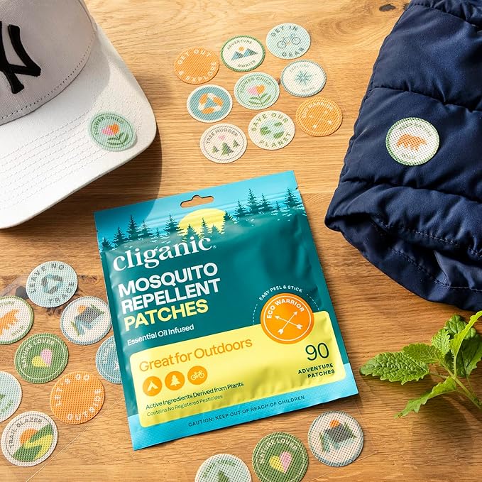 Cliganic Mosquito Repellent Stickers (180 Pack) - Camping Patches for Kids & Adults, Natural DEET-Free, Essential Oil Infused