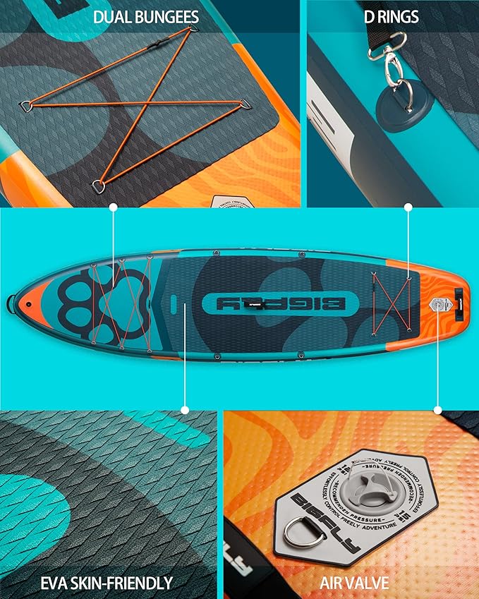 11'6×35" Super Wide Inflatable Stand Up Paddle Board, Ultra Stable Wide SUP for 2+1 People/Family/Big Size, 100L Backpack, All-Round Sup Board, US Big Fin
