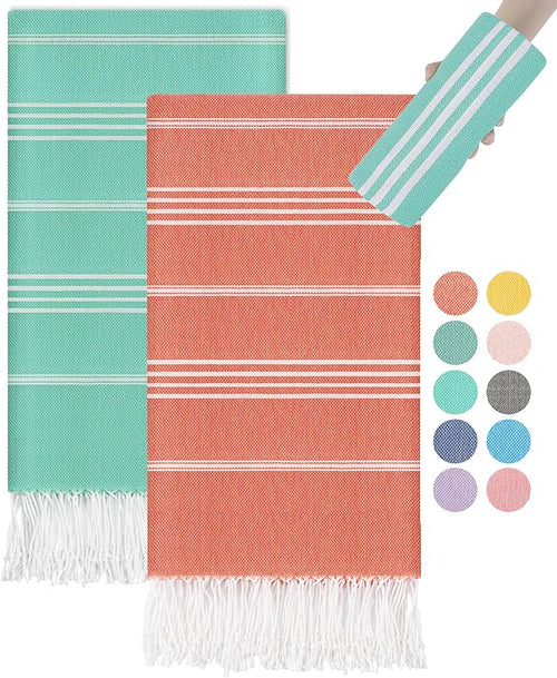 2 Packs Turkish Beach Towels Pool Towel for Adult Women Men Large Soft Absorbent Packable Anti Resistant Repels Sand Long Wide Lounge Chair Cover Summer Water Park Things Lake Boat Gadget River Stuff