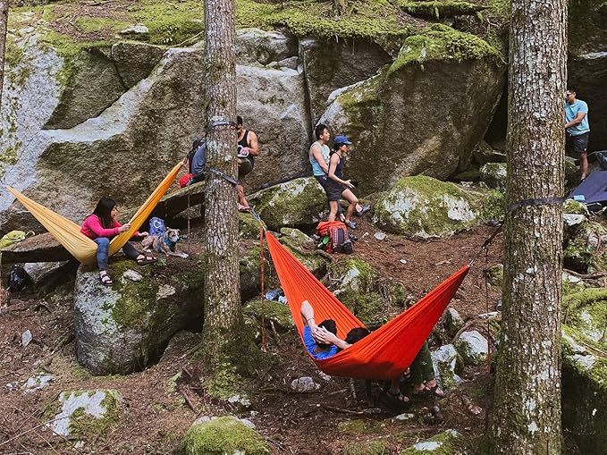 KAMMOK: Roo Double Hammock | Made from Strong & 100% Recycled Water Resistant Ripstop Fabric | Comfortable, Packable, Lightweight (Lifetime Adventure Grade Warranty), Ember Orange