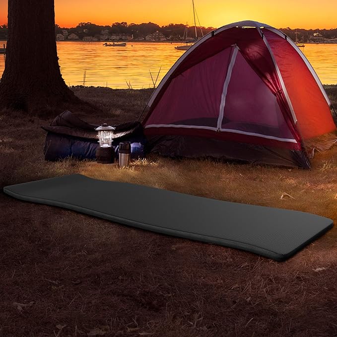 Foam Sleeping Pad for Camping - 0.75-Inch-Thick Waterproof Sleep Pad with Carry Straps for Cots, Tents, or Sleepovers by Wakeman Outdoors (Blue)