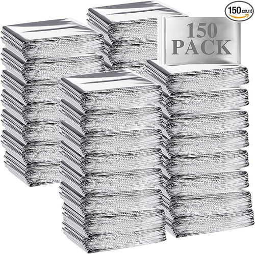 Emergency Blanket Bulk Mylar Survival Thermal Blankets Pack Silver Foil Reflective Blankets for Cold Outdoors Camping Hiking First Aid Shelter Space Emergency Supplies Blanket Set