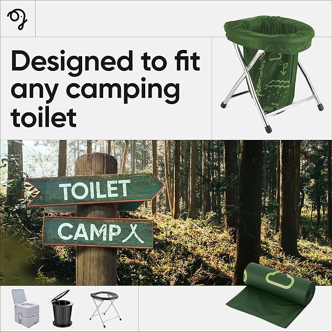 Green Elephant Portable Toilet Bags - Camping Toilet Bags, Camping Potty Bags, Camping Poop Bags for People, Toilet Waste Bags for 5 Gallon Bucket, Camp Toilet Bag, 15 count, 8 gal, 1 mil (1 pack)