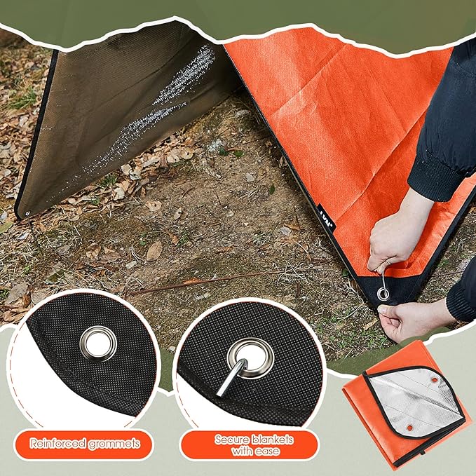 Kingdder Heavy Duty Emergency Blankets for Survival Insulated Thermal Reflective Tarp Thermal Blanket for Camping Reusable Infrared Blocked Emergency Blankets for Rescue Car Camping Hiking