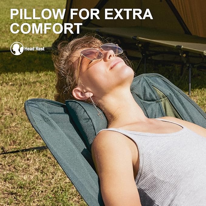Oversized Rocking Camping Chair for Adults Heavy Duty,Padded Outdoor Rocking Chair Lawn Chairs Portable Rocking Camp Chairs with Side Pocket and Carry Bag for Indoor,Beach,Camp,Lawn,Outdoor