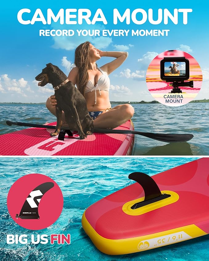 11'6×35" Super Wide Inflatable Stand Up Paddle Board, Ultra Stable Wide SUP for 2+1 People/Family/Big Size, 100L Backpack, All-Round Sup Board, US Big Fin