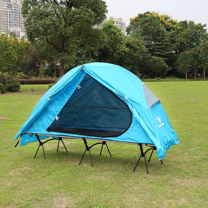4-in-1 Camping Cot Tent, Foldable Elevated Tent Set for 1 Person to Use, Elevated Camping Bed Tent for Outdoor Hiking, Camping