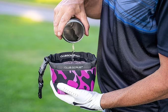 Golf Club and Golf Ball Cleaning Bag, Waterproof Clean Face Technology Liner, Detachable Clip, Machine Washable, Cleans Club Grooves, Dry Exterior (Neoprene or Microfiber Option Available)