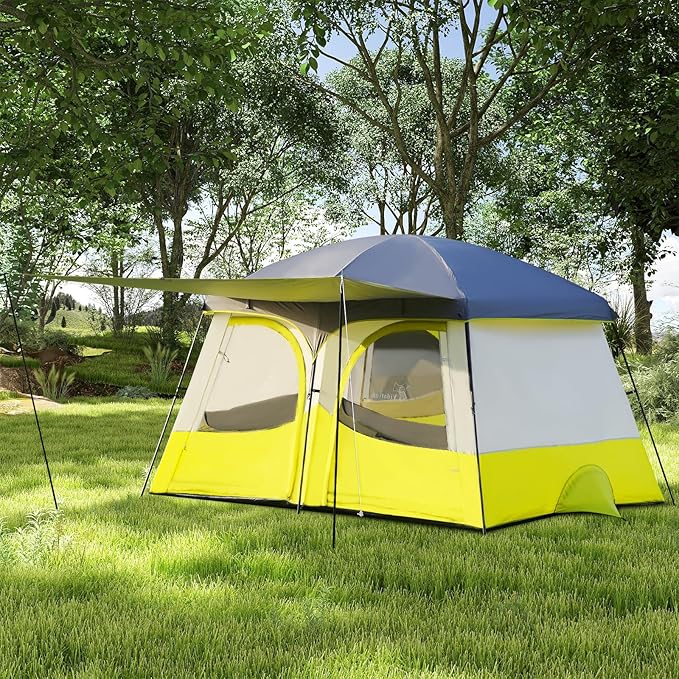 Vidalido Tents,6-8 Person Camping Tent with Extended Vestibule,2 Room Weather Resistant Family Tents,Easy Install Waterproof Outdoor Tent for Backpacking and Camping Hiking