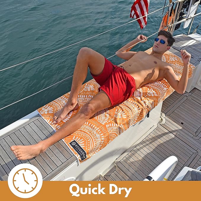 ECCOSOPHY Microfiber Beach Towel - Sand Free Towels are Quick Dry, Light Weight, Super Absorbent - Perfect Pool, Travel, Cruise, Camping Essentials - Oversized Extra Large for Adults 71x35 in