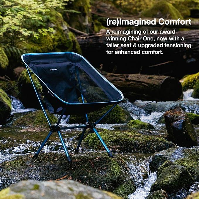 Helinox Chair One (re) High-Performance Camping Chair, 1.97lbs, Lightweight Compact Collapsible Outdoor Chairs, Backpacking, Picnic, Adventures, Flame Multiblock