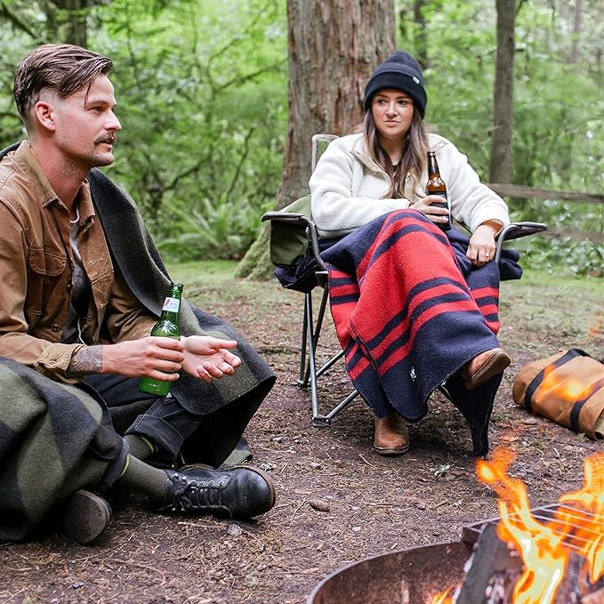 Arcturus Patterned Wool Blankets - 4.5lbs Warm, Heavy, Washable, Large | Great for Camping, Outdoors, Sporting Events, or Survival & Emergency Kits