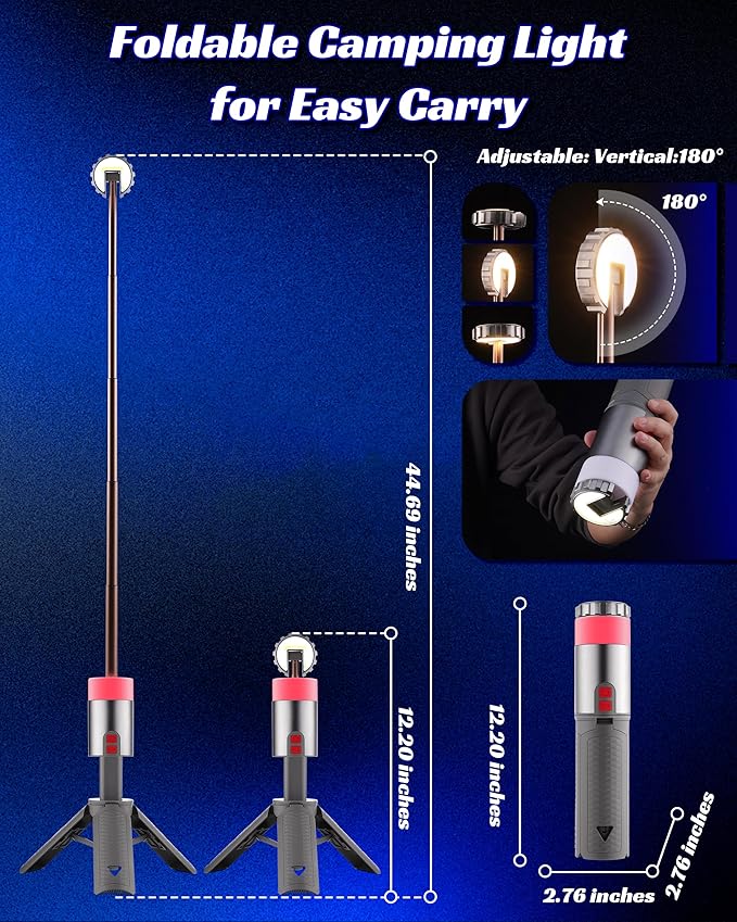 8" Cordless LED Telescopic Rechargeable Camping Lamp
