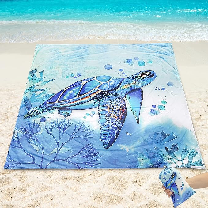 Beach Blanket Waterproof Sandproof Extra Large Beach Mat 79" X 83"/120"x108"for 1-8 Adults Quick Drying Durable Outdoor Picnic Mat for Beach Travel Camping Hiking