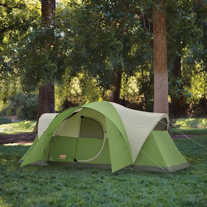 Coleman Montana 8P Family Tent with Waterproof Rainfly & Expandable Carry Bag Spacious Tent Fits 3 Queen Airbeds Sets Up in 15 Minutes