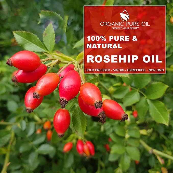 OPO Rosehip Oil - 16 oz - Pure, Unrefined, Cold Pressed, Non-GMO, Vegan Bulk Carrier Oil - Skin, Hair, Nails, Body, Face, Facial Hair - Nourish, Moisturize, Condition Sensitive, Mature, Brittle