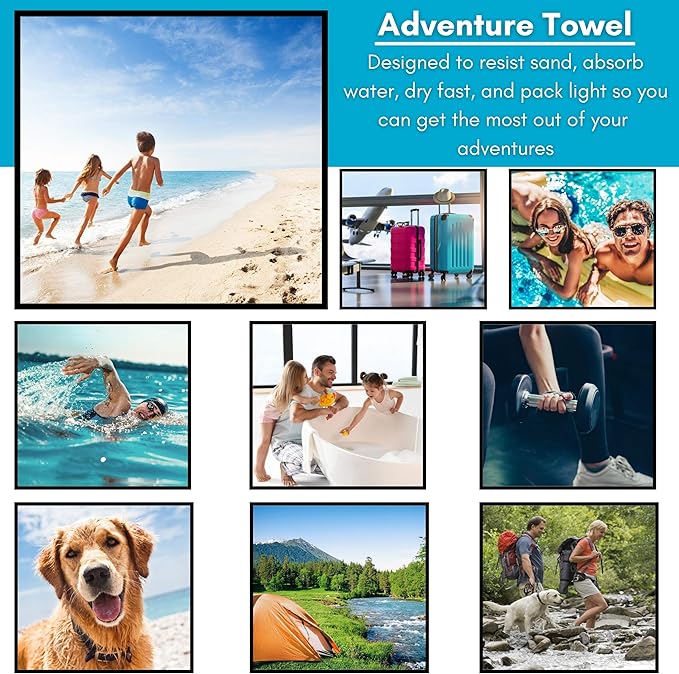 BIRDROCK HOME Multi-Purpose Microfiber Towel for The Beach, Travel, Pets or Camping - Large 31 x 63” - Blue - Quick-Dry - Absorbent Lightweight Compact - Bag - Kids Hiking Outdoor - Corner Pockets