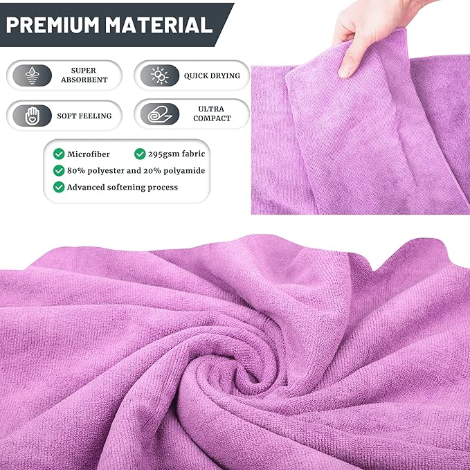 Rainleaf Microfiber Travel Towel Quick Dry Swimming Towel Ultra-Compact,Super Absorbent,Washcloths for Bathroom, Shower,Camping,Backpacking