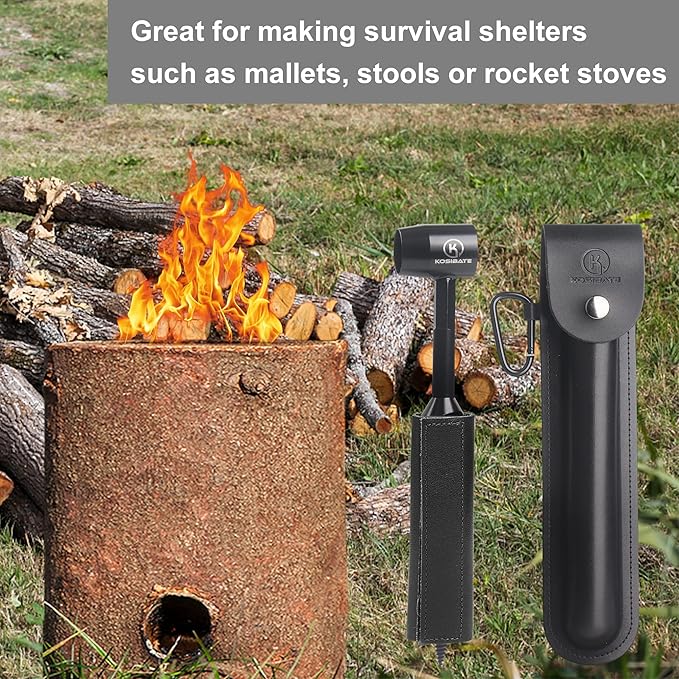 KOSIBATE Bushcraft Gear, Hand Auger Wrench for Easy Wood Drilling - Settlers Wrench and Bushcraft Tools Perfect for Camping and Woodworking Tasks-Scotch Eye Wood Drill with Leather Case Brown
