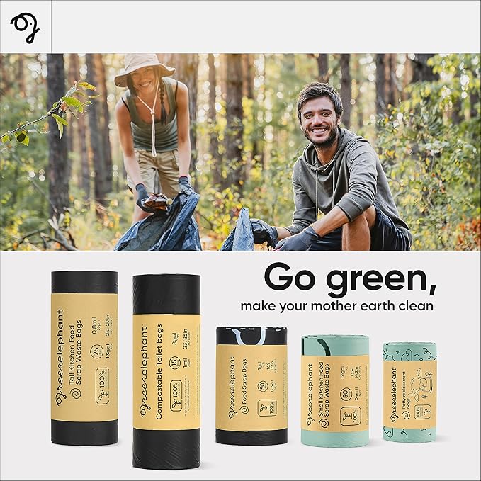 Green Elephant Portable Toilet Bags - Camping Toilet Bags, Camping Potty Bags, Camping Poop Bags for People, Toilet Waste Bags for 5 Gallon Bucket, Camp Toilet Bag, 15 count, 8 gal, 1 mil (3 pack)
