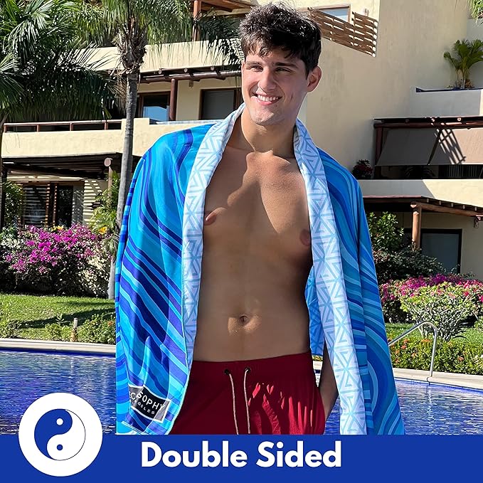 ECCOSOPHY Microfiber Beach Towel - Sand Free Towels are Quick Dry, Light Weight, Super Absorbent - Perfect Pool, Travel, Cruise, Camping Essentials - Oversized Extra Large for Adults 71x35 in