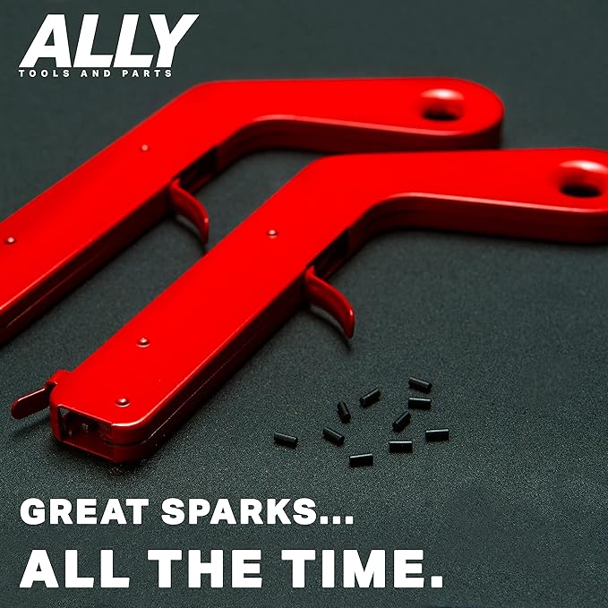 ALLY Tools 2 PC Pistol Rock Style Flint Striker with 12 Striker flints - Perfect as a Welding Striker, Flint Lighter, Camping Stove Striker, Torch Striker, Spark Lighter, Striker Lighter, and Striker