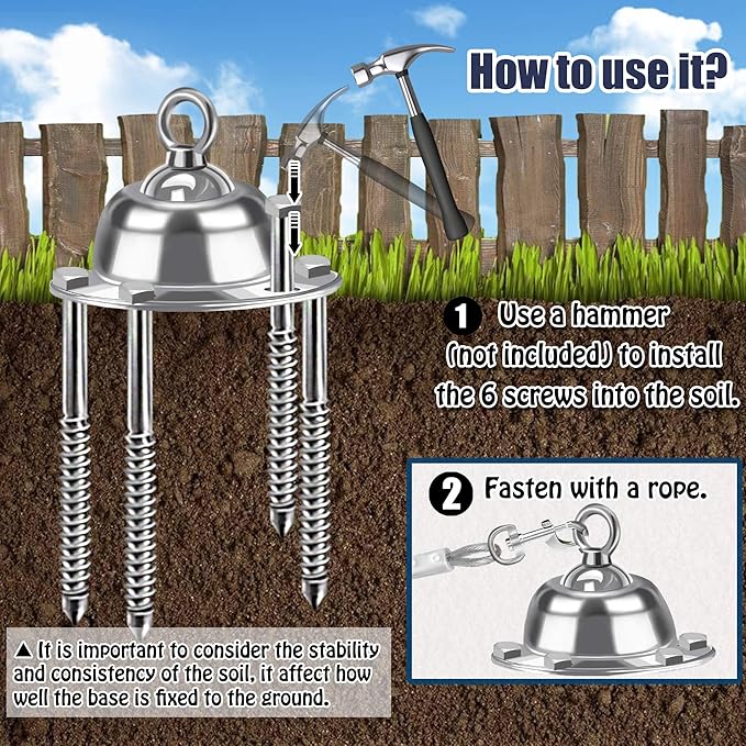 360° Swivel Dog Tie Out Stake Dog Anchor - Heavy Duty Rust Proof Dog Yard Stake Holds 1000Lbs of Pull Force for Yard Camping Outdoor