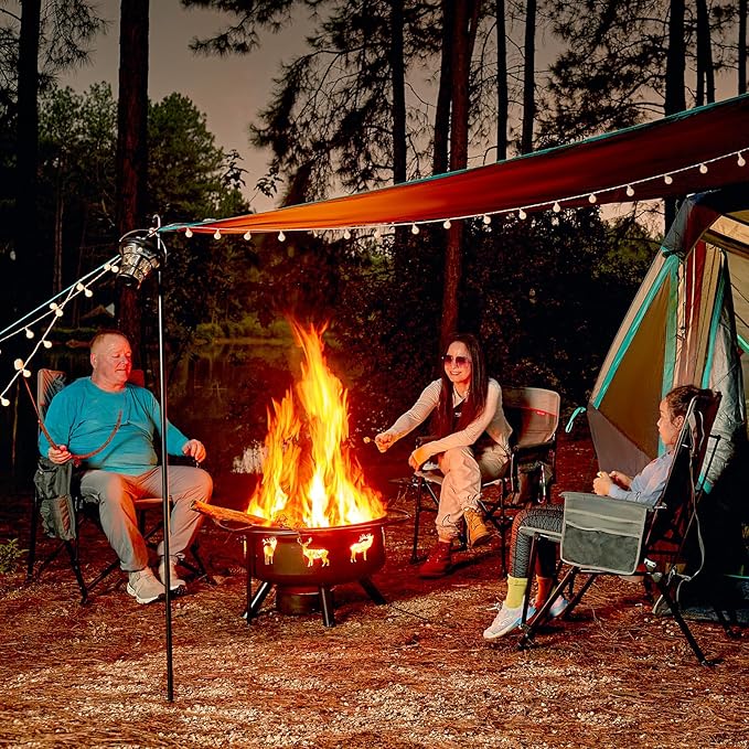 TIMBER RIDGE Oversized Heated Camping Chair with Lumbar Support, Portable Folding High Back Chair Heavy Duty for Adults Supports 450 LBS for Outdoor Camping, Lawn, 2 Pack