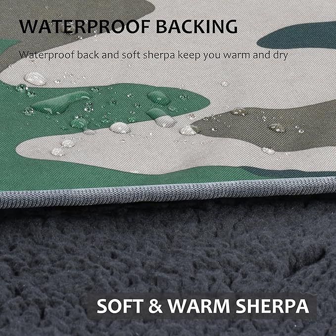 Tirrinia Outdoors Waterproof Throw Blanket, Sherpa Fleece Stadium Windproof Mat for Camping, Picnic, Traveling, Boat, Football - Machine Washable
