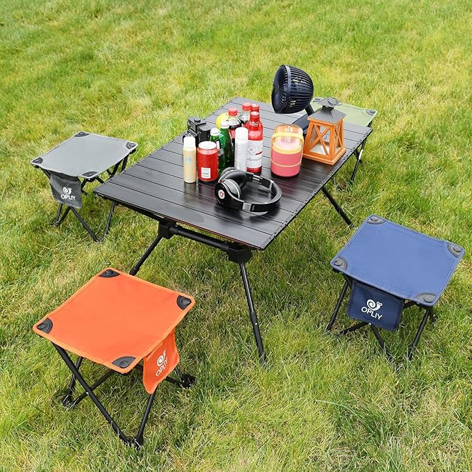 Opliy Camping Stool 2 Pack,13.5 Inch Portable Folding Stool for Outdoor Gardening and Beach Hiking Fishing,Foot Stool with Carry Bag (Gray)