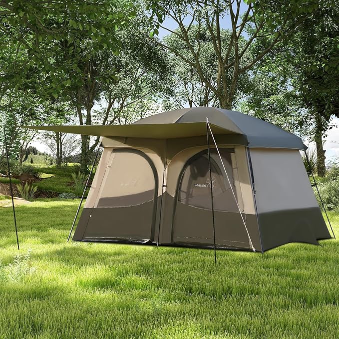 Vidalido Tents,6-8 Person Camping Tent with Extended Vestibule,2 Room Weather Resistant Family Tents,Easy Install Waterproof Outdoor Tent for Backpacking and Camping Hiking