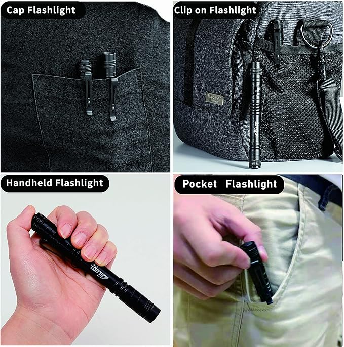 Handheld Pen Flashlight 150 Lumens Lamp Clip Mini Pen Light Small Pocket Penlight(2 Short)