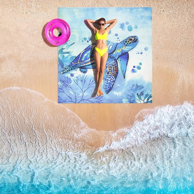 Beach Blanket Waterproof Sandproof Beach Mat 79" X 83" /10'x9'for 2-8 Adults Quick Drying Outdoor Picnic Mat Beach Accessories for Travel, Camping, Hiking