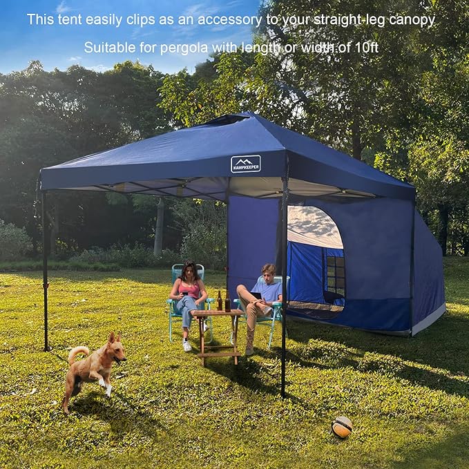 KAMPKEEPER Side Tent,Camping Tent for 10' x 10' Pop Up Canopy, Easy Set Up Gazebo,Compatible with 10' Wide Canopy Tents(Blue)