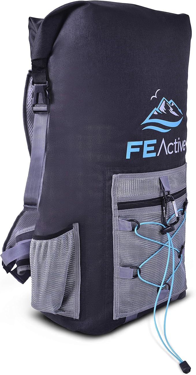 FE Active Waterproof 35L Insulated Cooler Backpack with Dry Ice Storage - Versatile for Camping, Beach & Fishing - Designed in California, USA - Back Pack Cooler - Waterproof Fishing Backpack