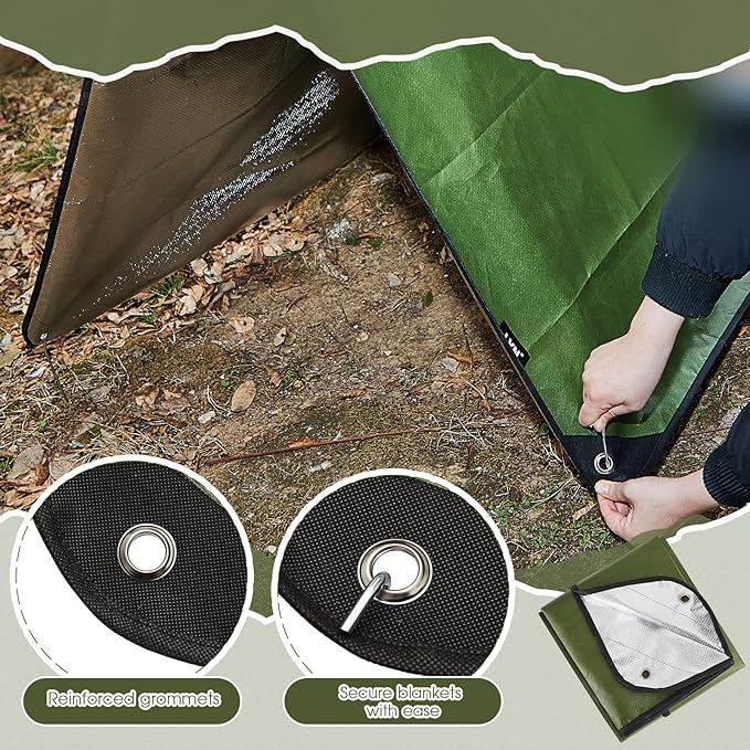 Kingdder Heavy Duty Emergency Blankets for Survival Insulated Thermal Reflective Tarp Thermal Blanket for Camping Reusable Infrared Blocked Emergency Blankets for Rescue Car Camping Hiking